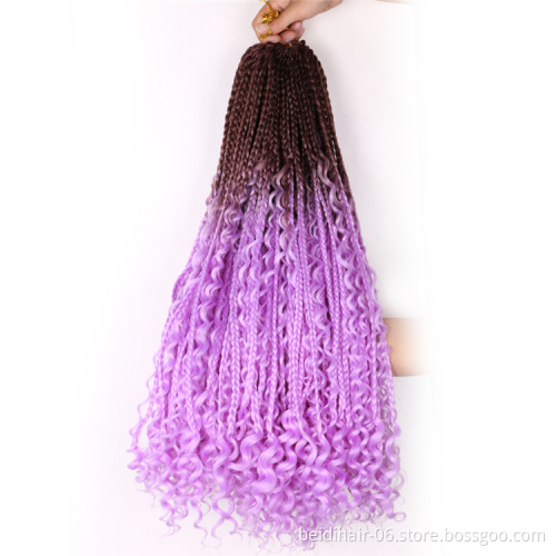 Ombre Box Braids Bohemian River Locs Crochet Messy Goddess Braids Curly